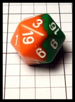 Dice : Dice - 20D - Chessex Half and Half Orange and Green with White Numerals - Ebay Dec 2014